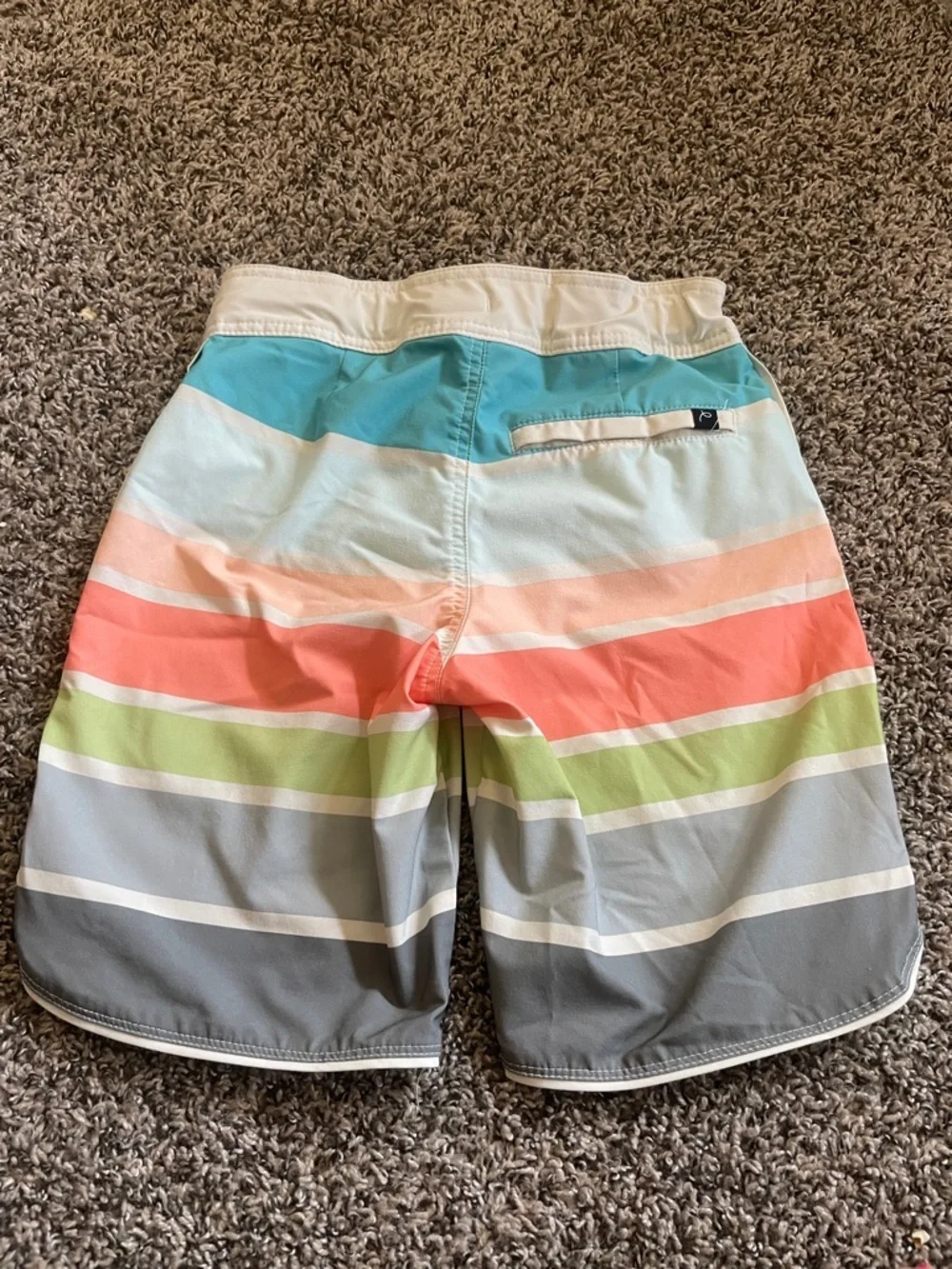 art class Boys Striped Swim Trunks - Teal, Coral, Lime, Gray